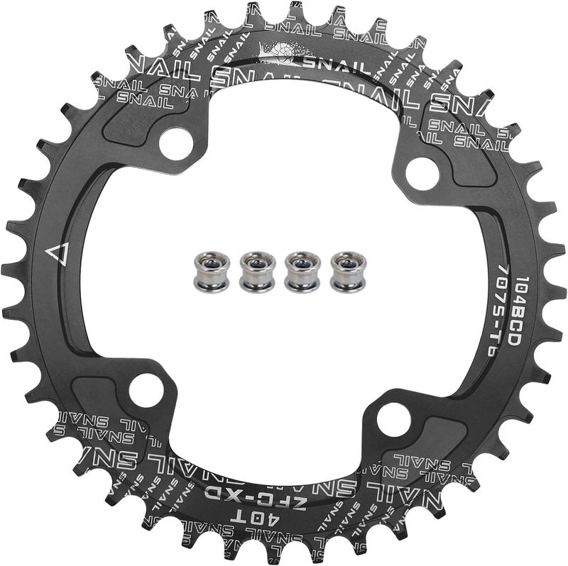 FOMTOR 104 BCD Chainring (30-52T) 7-12 Speed Compatible CNC 7075 Aluminum Narrow Wide Tooth Round Oval Chainrings for MTB/Road Bike Ebike Chainwheel Black/Red - Image 1